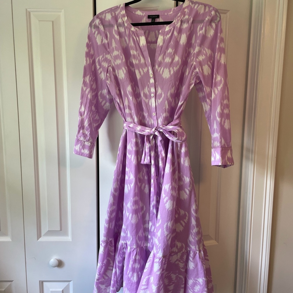 Talbots belted shirtdress. Lavender print. Size 12